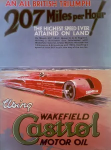 Segrave Prints: Poster advertising Castrol, featuring a Sunbeam car, (c1927?)