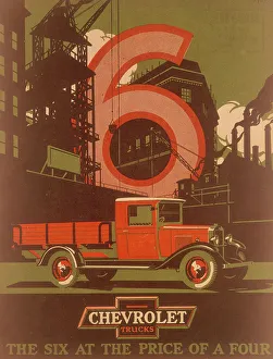 Cranes Prints: Poster advertising Chevrolet trucks, (c1930s?)