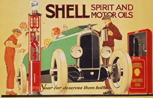 Petrol Pump Prints: Poster advertising Shell spirit and motor oils. Artist: Rene Vincent