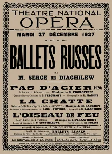 Poster for Ballets Russes, Théâtre National Opéra, 1927. Creator: Historic Object