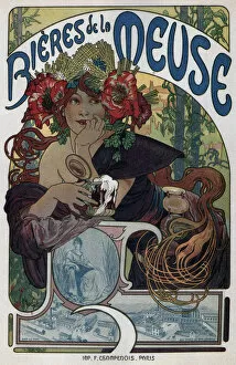 Images Dated 30th October 2013: Poster for the Bieres de la Meuse, 1897. Artist: Mucha, Alfons Marie (1860-1939)