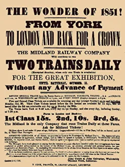 Universal Exhibition Prints: Poster by Midland Railway Company for the Great Exhibition of 1851 at Hyde Park