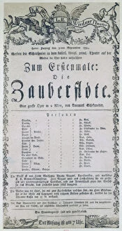 Die Zauberflote Gallery: Poster for the opera The Magic Flute, 1791