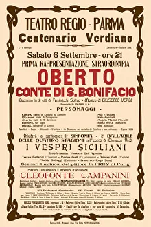 Poster for the opera Oberto conte di San Bonifacio by Giuseppe Verdi in Teatro Regio di Poster for the opera Oberto conte di San Bonifacio by Giuseppe Verdi in Teatro Regio di