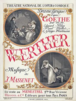 Poster for the premiere of the Opera Werther by Jules Massenet, 1893. Creator: Grasset, Eugène (1841-1917)