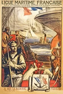 Dry Dock Gallery: Poster to raise awareness of Ligue Maritime Franciase, 1918