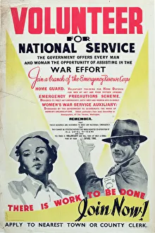 Voluntary Prints: Poster, Volunteer For National Service, late 1940. Creator: E Paul
