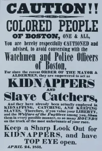 Dangerous Prints: Poster warning Blacks in Boston of kidnappers, 1851. Creator: Unknown