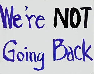 Images Dated 19th August 2021: Poster from Womens March on Washington with We re NOT going back”