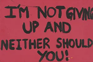 Poster from Womens March on Washington with I m not giving up, 2017