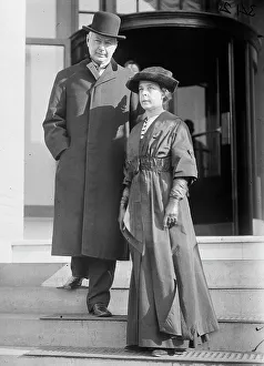 US Postmaster General Albert Sidney Burleson with Mrs. Burleson, 1913. Creator: Harris & Ewing. US Postmaster General Albert Sidney Burleson with Mrs. Burleson, 1913. Creator: Harris & Ewing