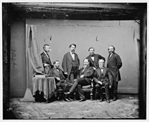 Postmaster-General Cresswell and assistants, between 1860 and 1875. Creator: Unknown