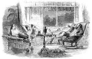 Rocking Chair Prints: A Postprandial Scene at Manilla, 1857. Creator: Unknown