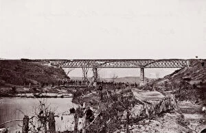 Railway Bridge Gallery: Potomac Creek Railroad Bridge, A.C. & F. Railroad, 1861-65. Creator: Unknown