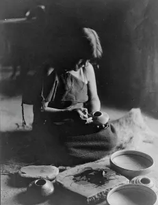 Hopi Prints: The potter, c1906. Creator: Edward Sheriff Curtis