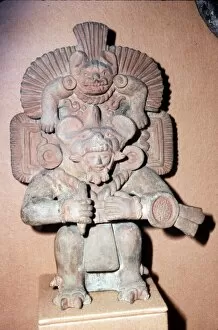 Pottery. Bat-God: pottery with red paint. Zapotec culture, Mexico, 300-900 AD. (A branch of Aztec cu)