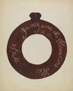 Ions Willoughby Prints: Pottery Bottle, c. 1936. Creator: Willoughby Ions