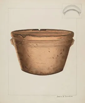 Johnston Annie B Prints: Pottery Flower Pot, c. 1937. Creator: Annie B Johnston