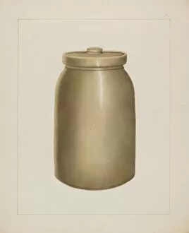Pottery Jar with Lid, c. 1938. Creator: Annie B Johnston