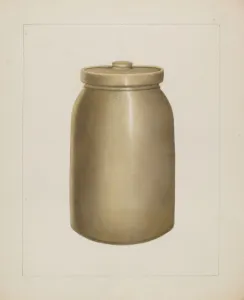 Johnston Annie B Prints: Pottery Jar with Lid, c. 1938. Creator: Annie B Johnston