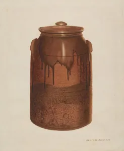 Pottery Jar with Lid, c. 1938. Creator: Annie B Johnston