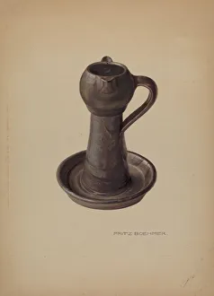 Boehmer Fritz Prints: Pottery Lamp, c. 1938. Creator: Fritz Boehmer