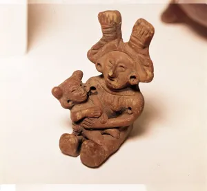 Rattle Prints: Pottery Rattle of woman holding child, Mexico. Axtec, late Post-Classic Period, 1300-1520