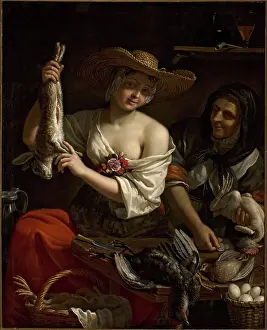 Vendor Prints: Poultry Seller, c1678. Creator: Gennari, Benedetto (1633-1715)