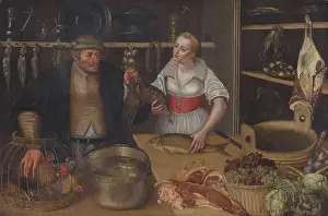 Cooking Pot Prints: Poultry Seller (Market Scene), before 1600. Creator: Workshop of Lucas van Valckenborch