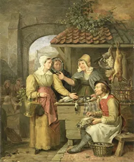 Les Lapins Prints: The Poultry Stall, c.1830. Creator: Willem Jodocus Mattheus Engelberts