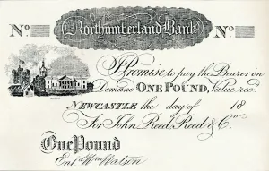 Banknote Prints: One Pound Note Executed for the Northumberland Bank, c1820