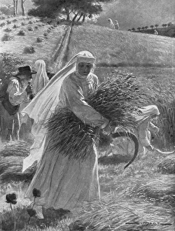 Nuns Prints: Pour servir Aussi; Les Franciscaines a la Moisson, 1914. Creator: J Simont
