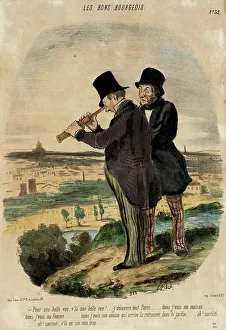 Regretful Prints: Pour une belle vue, v'là une belle vue!.. 1847. Creator: Honore Daumier