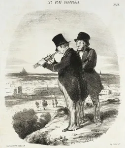 Regretful Prints: Pour une belle vue, v'là une belle vue!, 1847. Creator: Honore Daumier