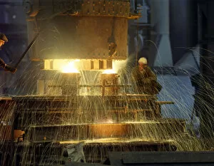 Casting Gallery: Pouring a 23 ton steel casting, Sheffield, South Yorkshire, 1968. Artist: Michael Walters