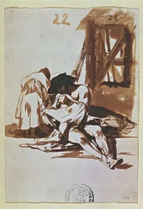 Spain Community Of Madrid Prints: Poverty, drawing No. 258 of the series of sepia gouaches by Francisco de Goya