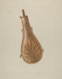 Powder Keg Prints: Powder Flask, 1935 / 1942. Creator: Unknown
