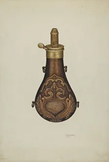 Powder Keg Prints: Powder Flask, c. 1939. Creator: Claude Marshall