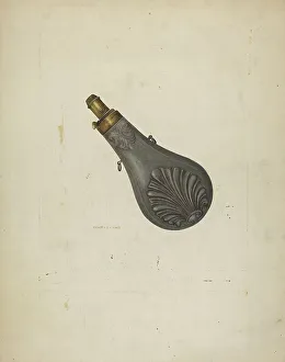 Powder Keg Prints: Powder Flask, c. 1940. Creator: Robert Clark