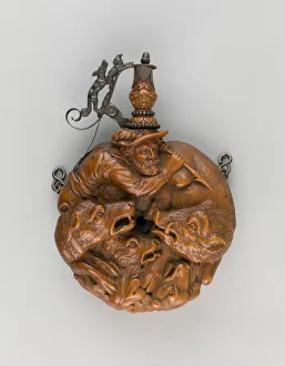 Powder Keg Prints: Powder Flask, Germany, c. 1650. Creator: Johann Georg Maucher