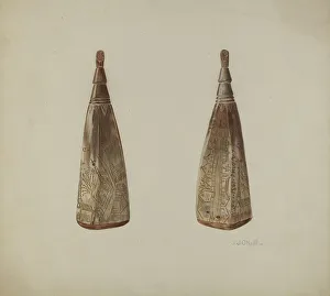 Powder Horn Prints: Powder Horn, 1938. Creator: J. J. Neill