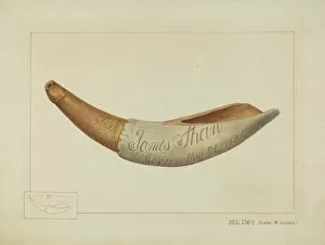Watercolor And Graphite On Paper Collection: Powder Horn, c. 1937. Creator: James M. Lawson