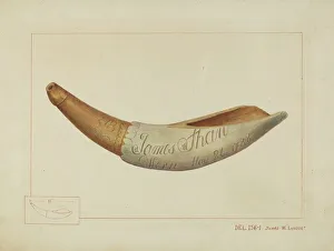 Watercolor And Graphite On Paper Collection: Powder Horn, c. 1937. Creator: James M. Lawson