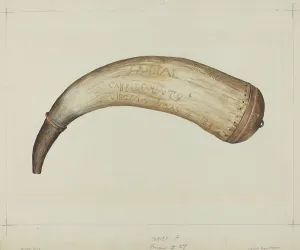 Gunpowder Prints: Powder Horn, c. 1938. Creator: Howell Rosenbaum