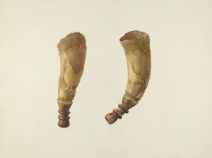 Powder Keg Prints: Powder Horn, c. 1940. Creator: Cora Parker