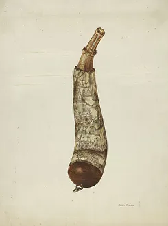 Towner Edith Prints: Powder Horn, c. 1940. Creator: Edith Towner