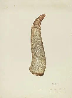 Towner Edith Prints: Powder Horn, c. 1940. Creator: Edith Towner