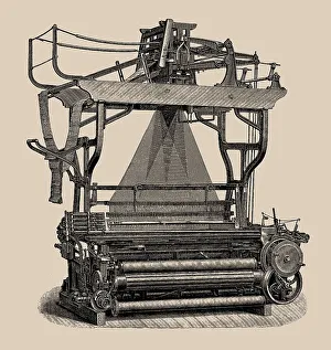 Industrialisation Prints: Power Loom (System Schönherr), c. 1900. Creator: Anonymous