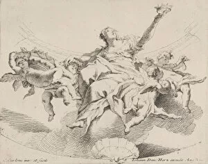 Power, represented by a woman seated on clouds holding a crown and surrounded by putti