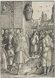 Lucas Van Leyden Dutch Prints: The Power of Women: The Poet Virgil Suspended in a Basket